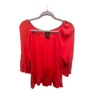 New Directions Women’s Vibrant Red Blouse Long Sleeve Size M.